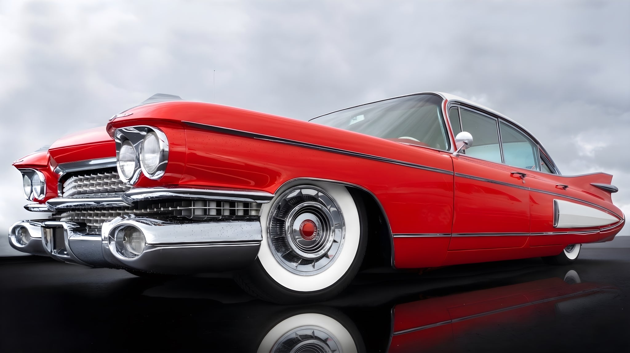 Omega Portawalls whitewall tire inserts creating authentic vintage styling for classic cars and collector vehicles