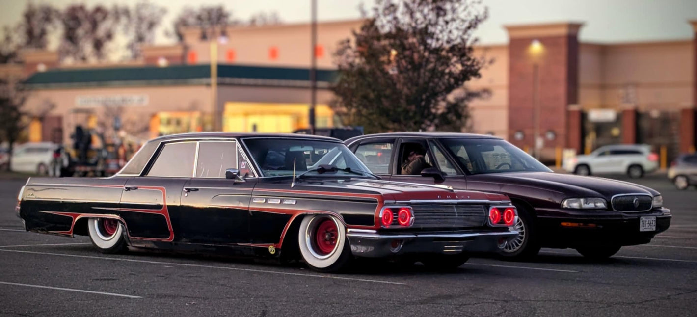 Customer owned classic car featuring Omega Portawalls whitewall tire inserts and vintage automotive styling