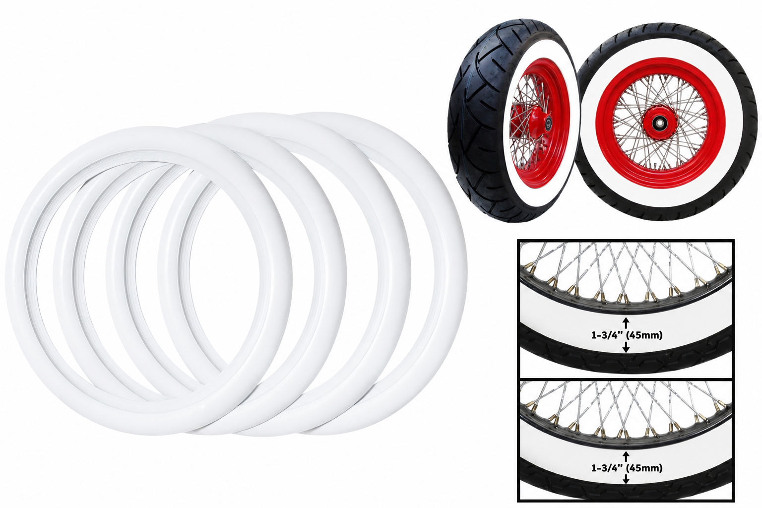 Whitewall tire insert for bobber motorcycle conversions