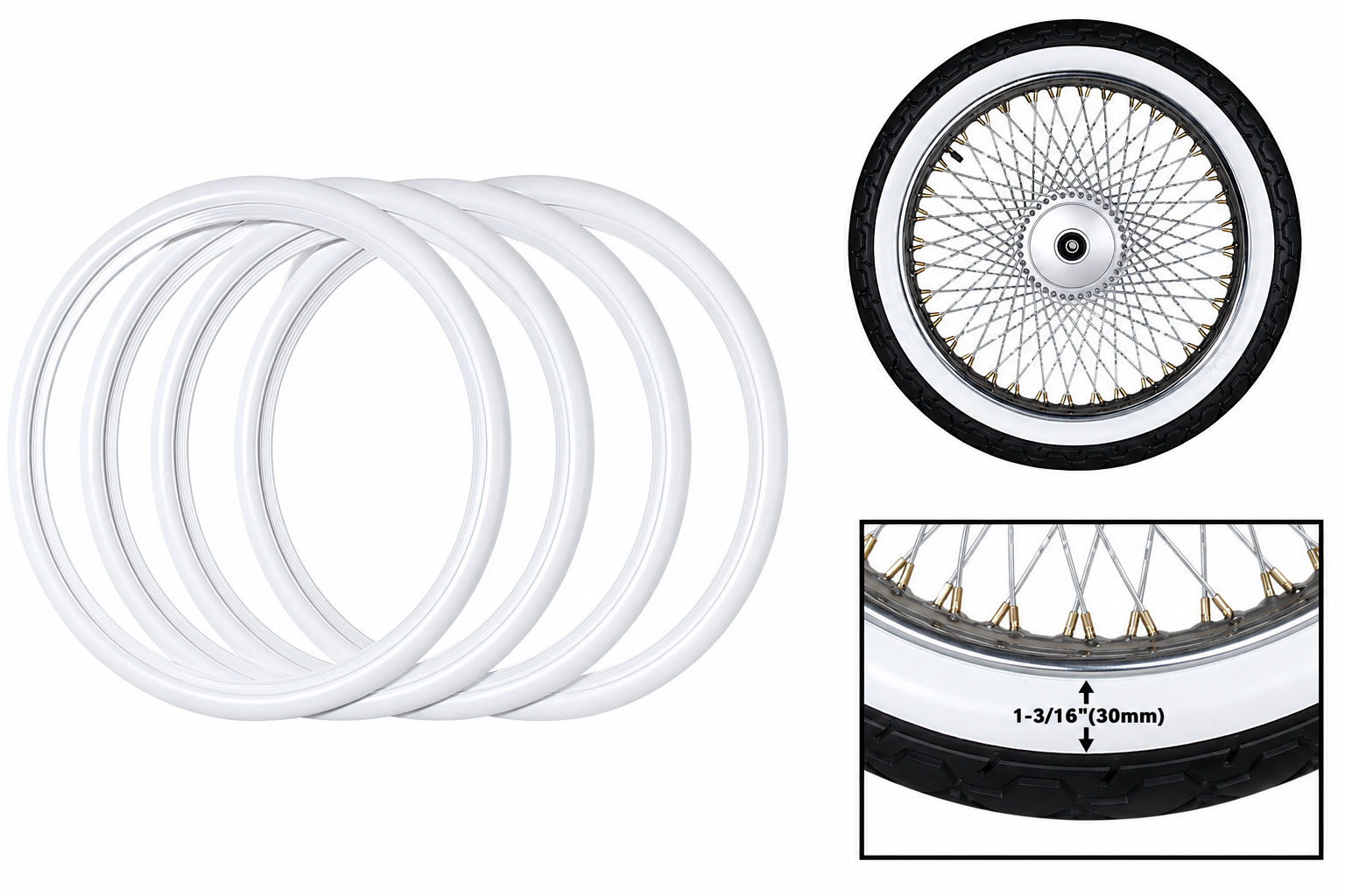White wall tire ring for vintage chopper aesthetics