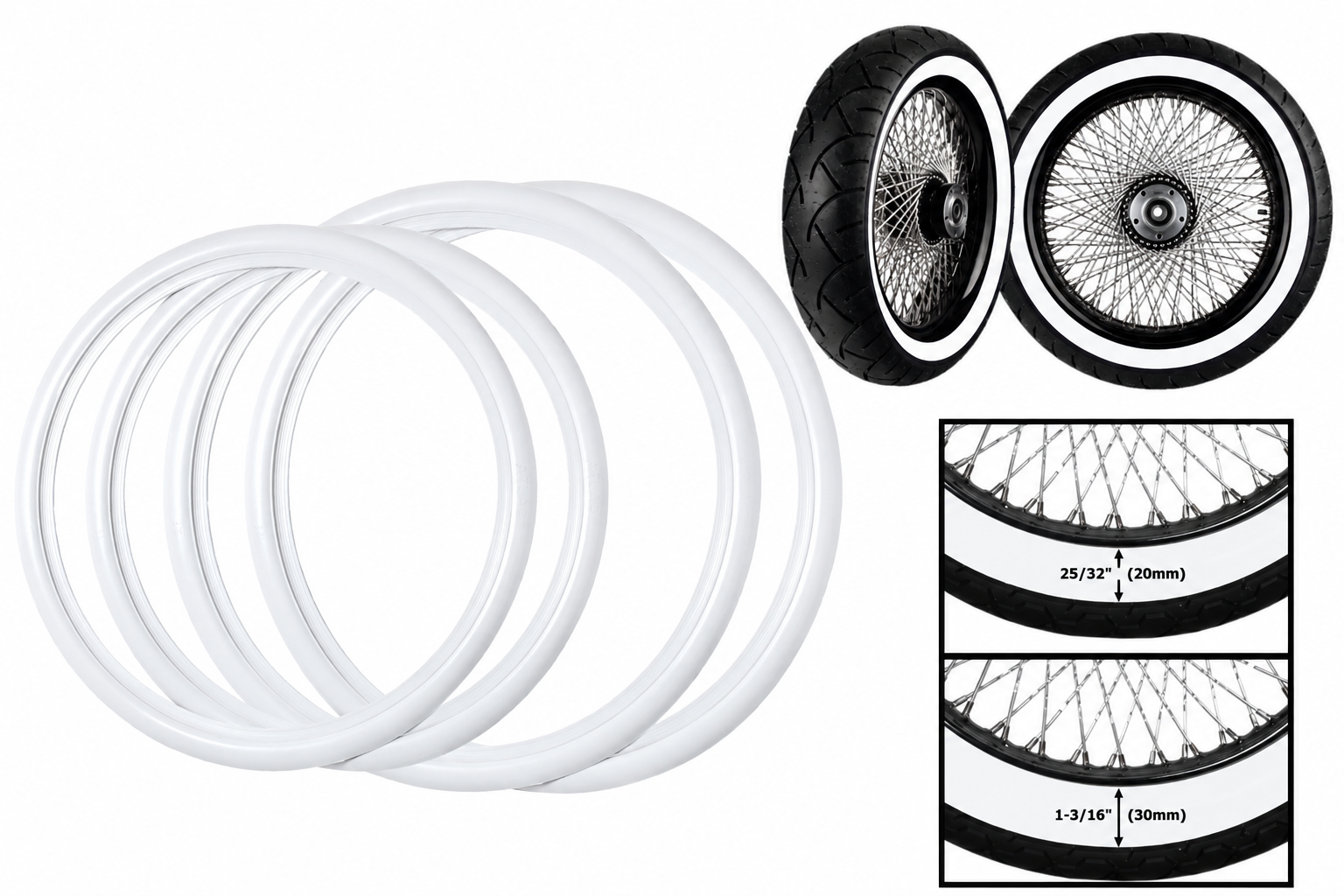 Whitewall kit for classic and custom motorcycles