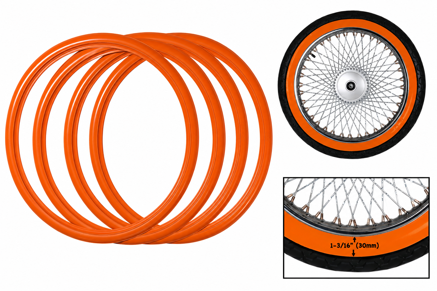 Wheel ring creating traditional whitewall appearance