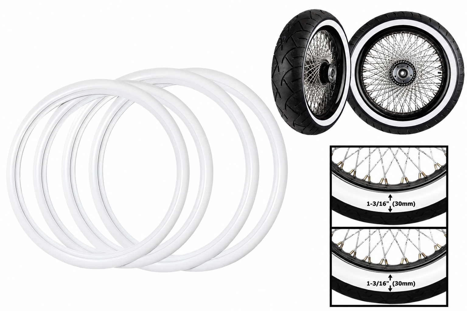 Tire styling ring for vintage inspired bobber motorcycles